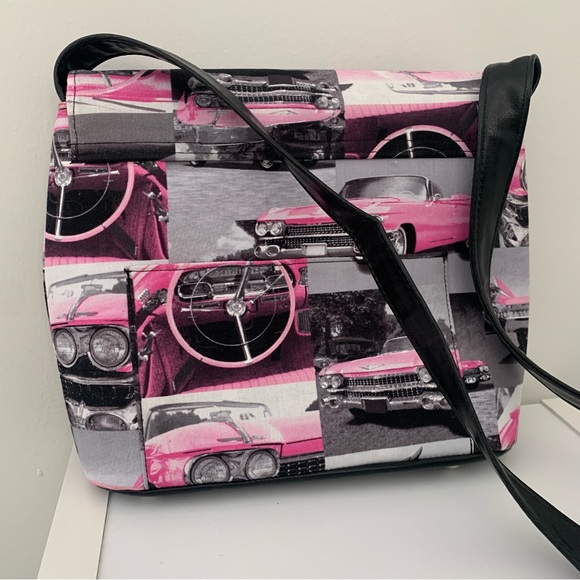 Pink Vintage Car Print Crossbody Bag - Picture 4 of 8